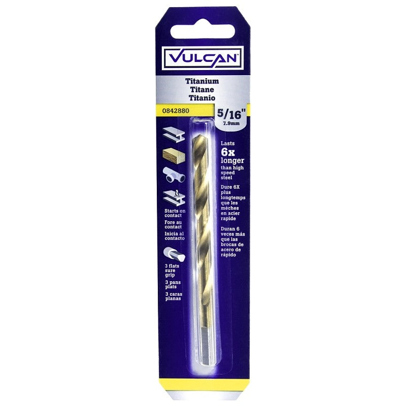 Vulcan 219971OR Jobber Drill Bit, 5/16 in Dia, 4-1/2 in OAL, 3-Flat Shank