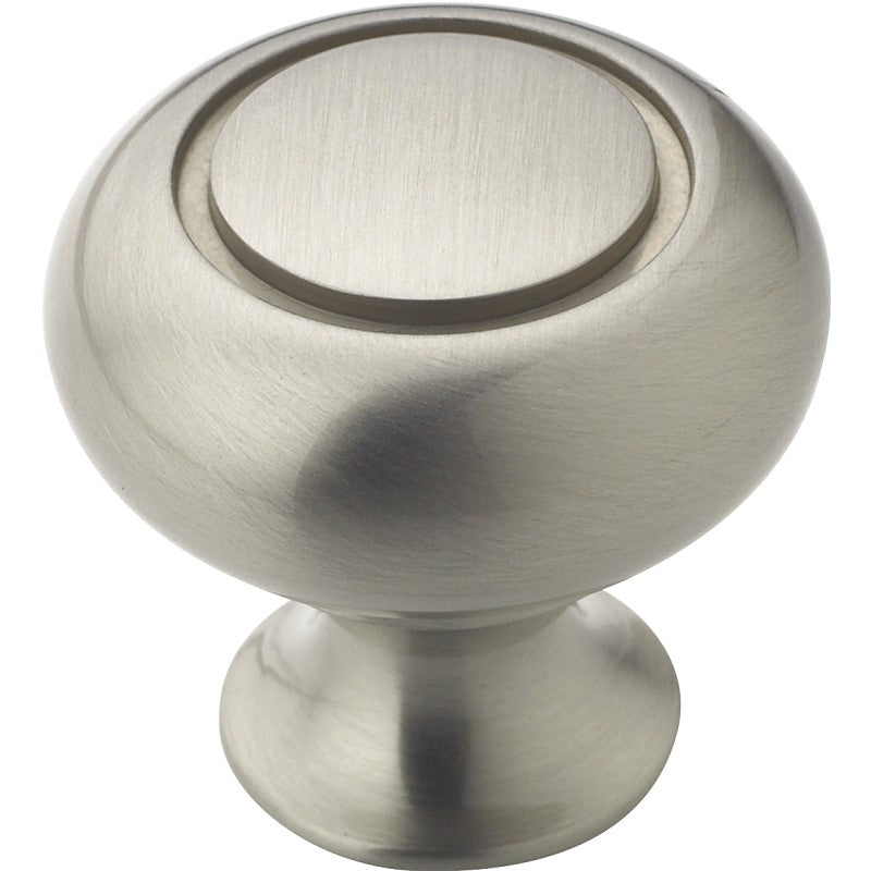Amerock BP53011G10 Cabinet Knob, 1-3/16 in Projection, Traditional, 1-1/4 in, Zinc, Satin Nickel