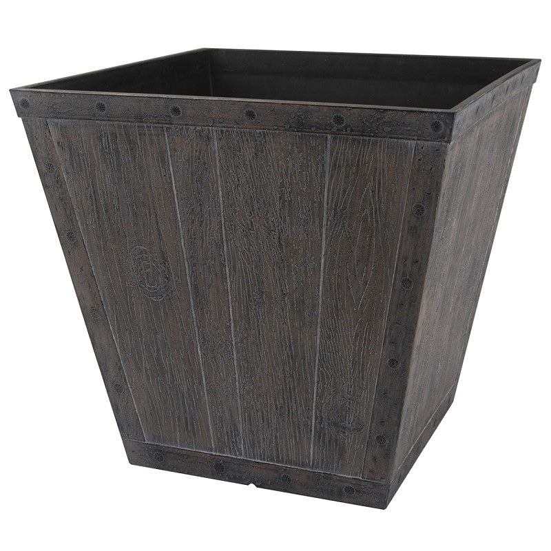 Landscapers Select S161015-12064-A Square Whiskey Barrel Planter, 13-1/4 in H, 14-1/2 In W, Square, High-Density Resin (Pack of 6)