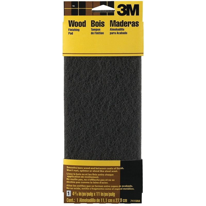 3M 7415 Stripping Pad, Gray, 11 in L, 4-3/8 in W, Medium
