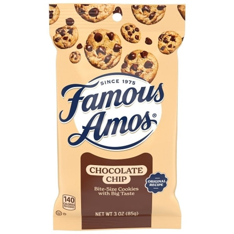 Famous Amos 774003 Cookies, Chocolate Chip, 3 oz Bag (Pack of 6)