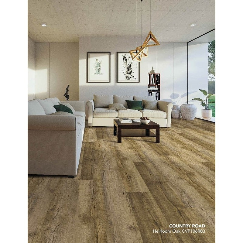 Healthier Choice Flooring CVP106R03 Flooring Plank, 60 in L, 9 in W, Pressed Bevel Edge, Stone Polymer Composite/Vinyl