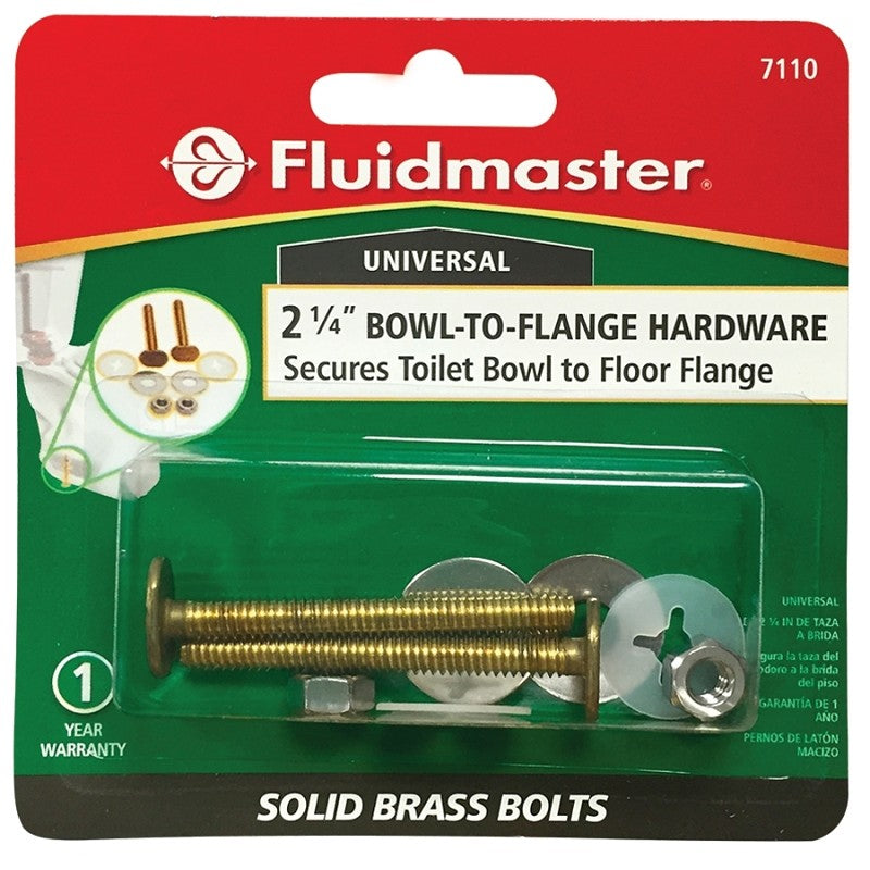 Fluidmaster 7110 Bowl-to-Floor Bolt, 2-1/4 in L Dimensions, Brass