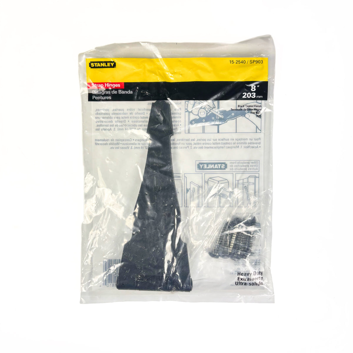 Decorative Heavy Strap Hinge 8 Inch Satin Black