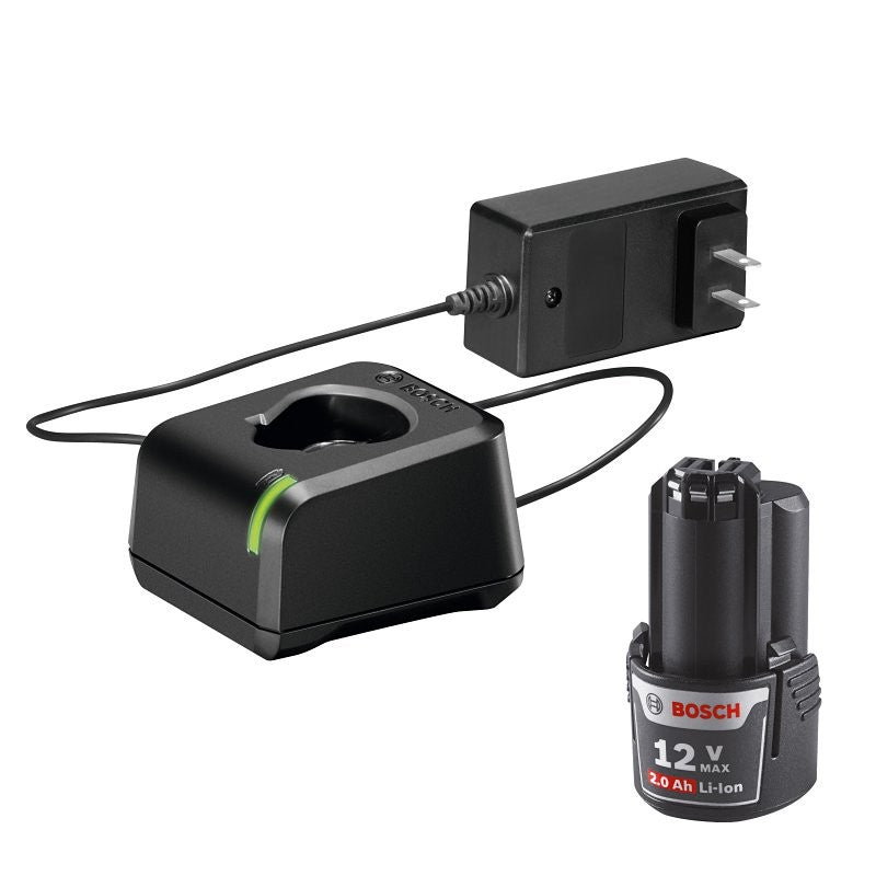 Bosch GXS12V-01N12 Battery and Charger Starter Kit, 12 V Battery, 2 Ah, 1 hr Charging