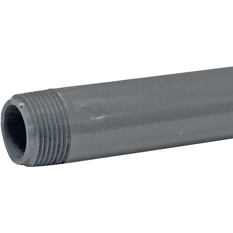 Genova P-1-12 Pipe Nipple, 1 in, MIP x MIP, PVC, Gray, SCH 80 Schedule, 12 in L