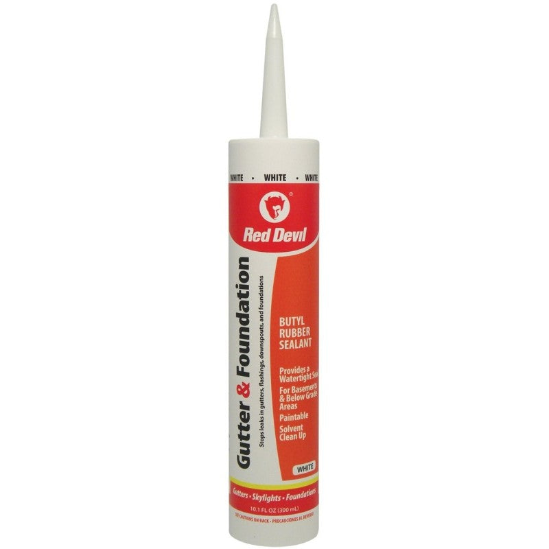 Red Devil 0697 Gutter and Foundation Sealant, White, Viscous Paste, 10.1 fl-oz Cartridge (Pack of 12)