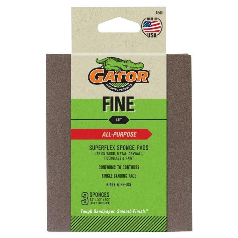 Gator 4643 Sanding Pad, 5-1/2 in L, 4-1/2 in W, 180 Grit, Fine