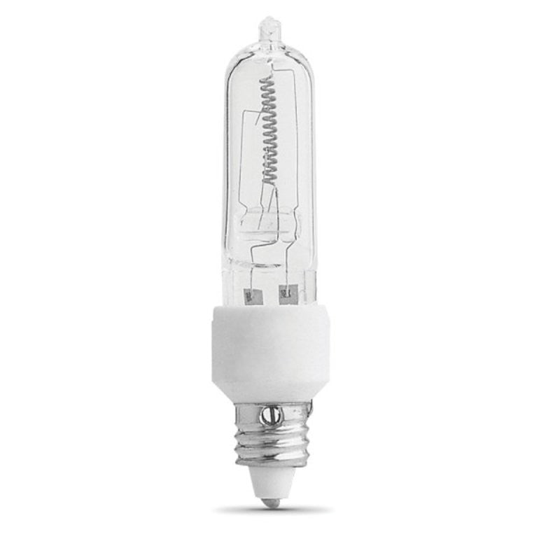 Feit Electric BPQ100/CL/MC Halogen Bulb, 2.56 in H Dimensions, 100 W, Candelabra E11 Lamp Base, T4 Lamp