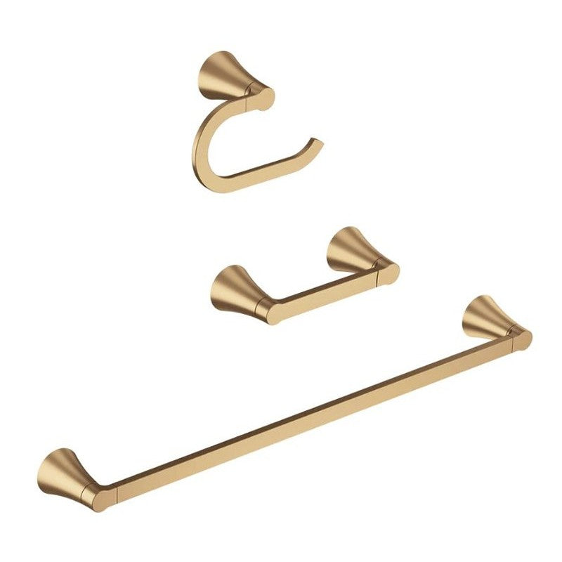 Moen Mikah Series Y0733BZG Bathroom Hardware Set, Zinc, Brushed Gold, 3-Piece