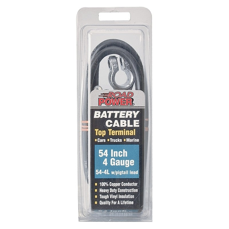 CCI Maximum Energy 54-4L Battery Cable with Lead Wire, 4 AWG Wire, 54 in L, Black Sheath