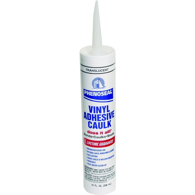 DAP PHENOSEAL 00006 Vinyl Adhesive Caulk, Translucent, 48 hr Curing, -20 to 180 deg F, 10 oz Cartridge (Pack of 12)