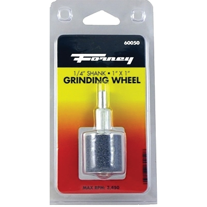 Forney 60050 Grinding Wheel, 1 x 1 in Dia, 1/4 in Arbor/Shank, 60 Grit, Coarse, Aluminum Oxide Abrasive