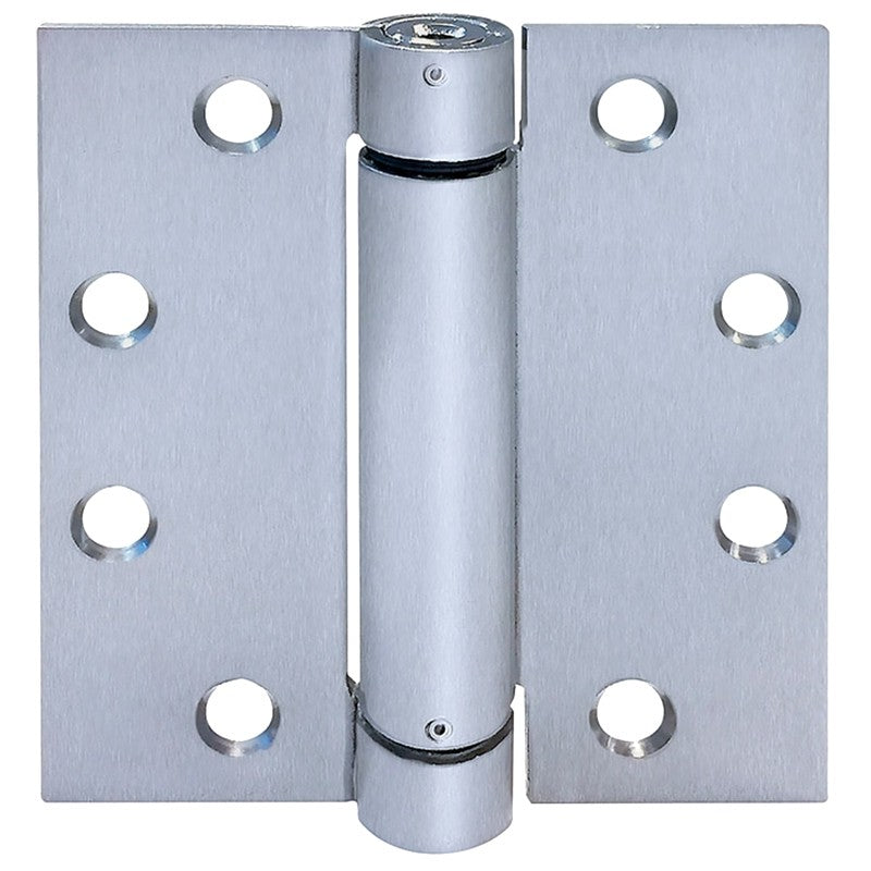 Tell Manufacturing HG100318 Spring Hinge, 4-1/2 in L x 4-1/2 in W Dimensions, Stainless Steel, Satin, Fixed Pin, Wall