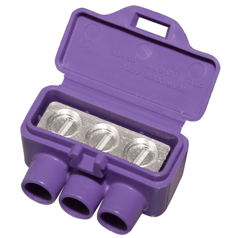 King Innovation AlumiConn 95110 3-Port Wire Connector, Purple, #12 to #10, #18 to #10 Wire, Silicone Contact, 10/PK
