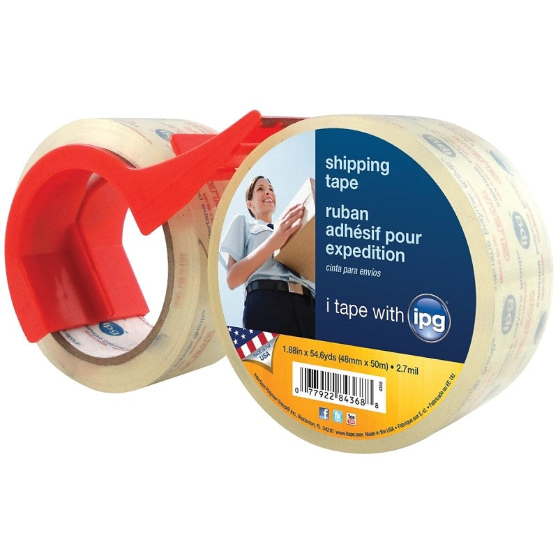 IPG 4368 Shipping Tape, Clear, 54.6 yd L, 1.88 in W, Polypropylene Backing
