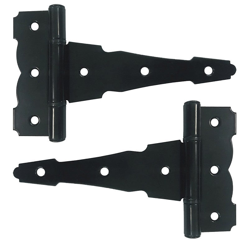 Nuvo Iron HDTH6BLK/B Heavy-Duty Tee Hinge, Galvanized Steel, Black, Powder-Coated Satin, Screw