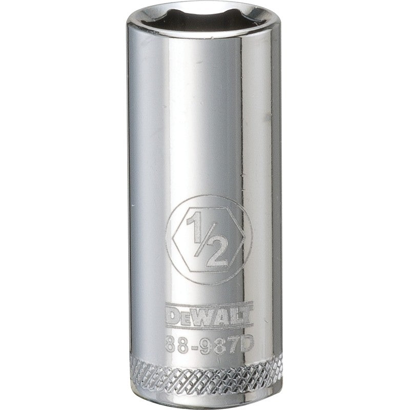 DEWALT DWMT88987OSP Drive Socket, 1/2 in Socket, 3/8 in Drive, 6-Point, Vanadium Steel, Polished Chrome