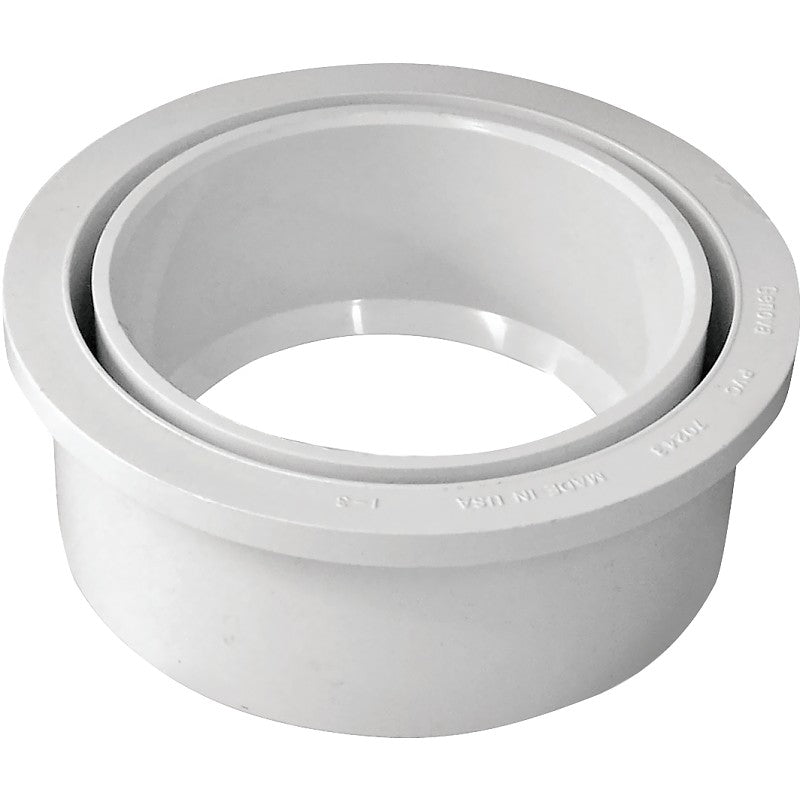 IPEX 192756 Flush Reducing Pipe Bushing, 4 x 3 in, Spigot x Hub, PVC, White, SCH 40 Schedule