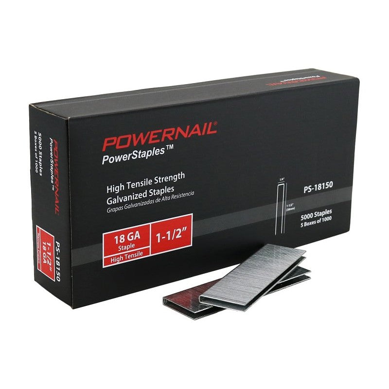 Powernail PowerStaples PS18150 Fine Wire Staple, 1/4 in W Crown, 1-1/2 in L Leg, 18 ga, Carbon Steel (Pack of 6)