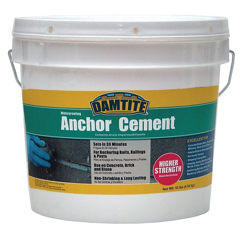 Damtite 08122 Anchoring Cement, Powder, Gray, 48 hr Curing, 10 lb Pail