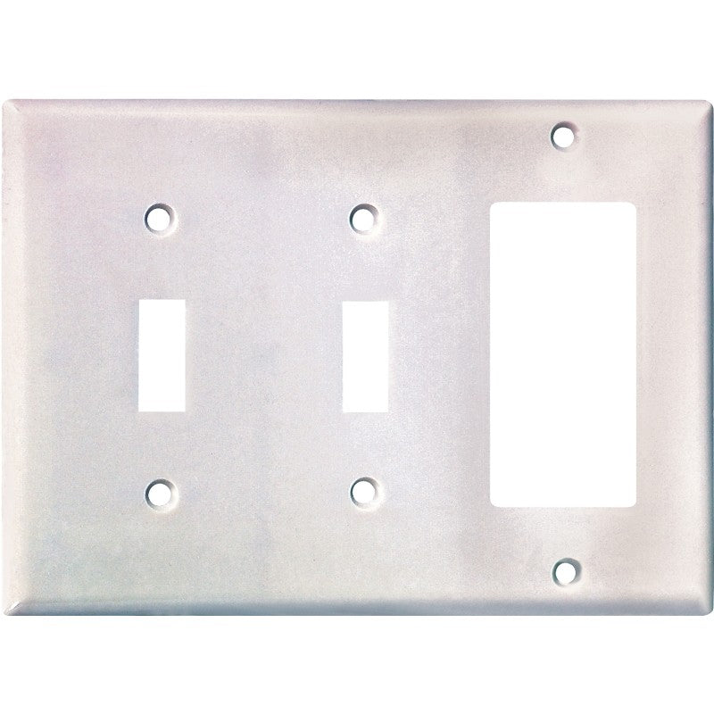 Eaton Wiring Devices 2173W-BOX Combination Wallplate, 4-1/2 in L, 6-3/8 in W, Standard, 3-Gang, Thermoset, White, Flush