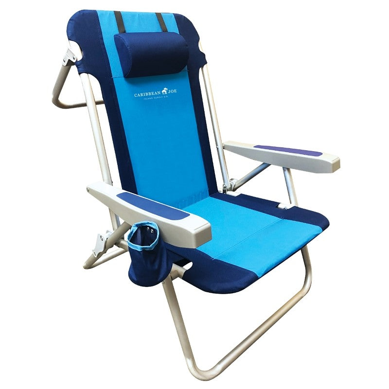Caribbean Joe CJ-7781 Backpack Chair w/Pillow, 20 in W, 25-1/2 in D, 32-1/2 in H, Aluminum Frame, Polyester Seat (Pack of 4)