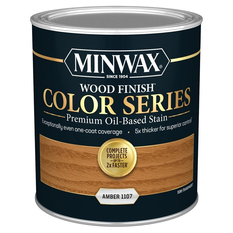 Minwax Wood Finish Color Series 801180000 Interior Wood Stain, Semi-Transparent, Amber, Liquid, 1 qt