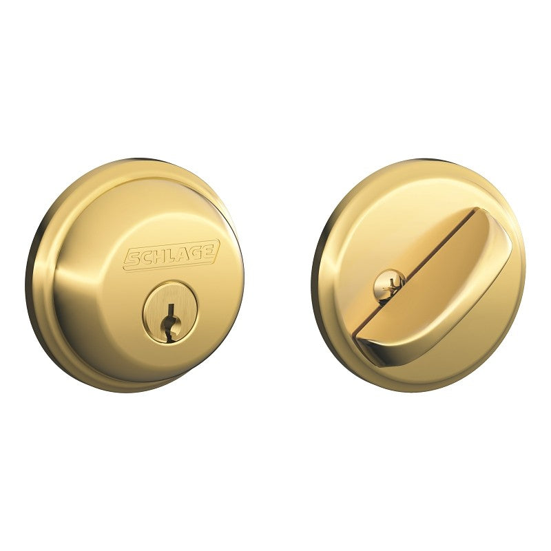 Schlage B60NV505KA4 Deadbolt, 1 Grade, SC1 Key, Metal, Bright Brass, 2-3/8, 2-3/4 in Backset