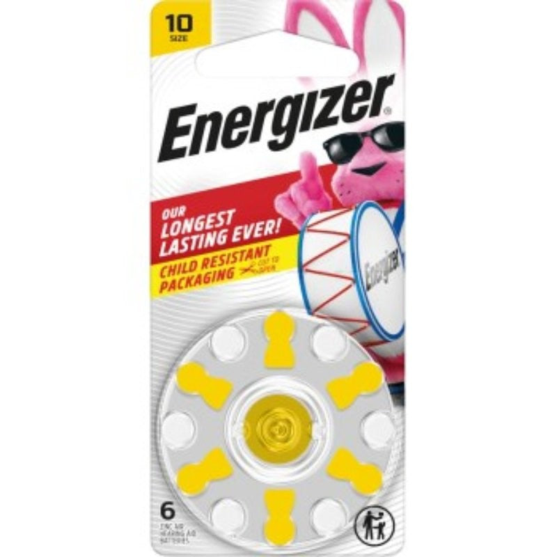 Energizer 10CR-6ENRUS Hearing Aid Battery, 1.4 V Battery, 89 mAh, Zinc-Air