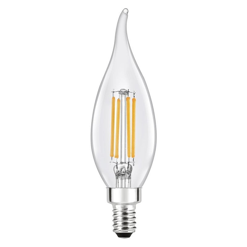 Sylvania TruWave Series 42095 LED Bulb, Bent Tip Lamp, 60 W Equivalent, Candelabra E12 Lamp Base, Dimmable, Clear