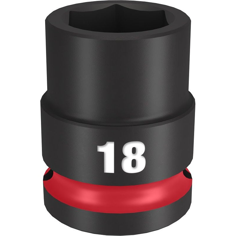 Milwaukee SHOCKWAVE Impact Duty Series 49-66-6250 Shallow Impact Socket, 18 mm Socket, 1/2 in Drive, Square Drive