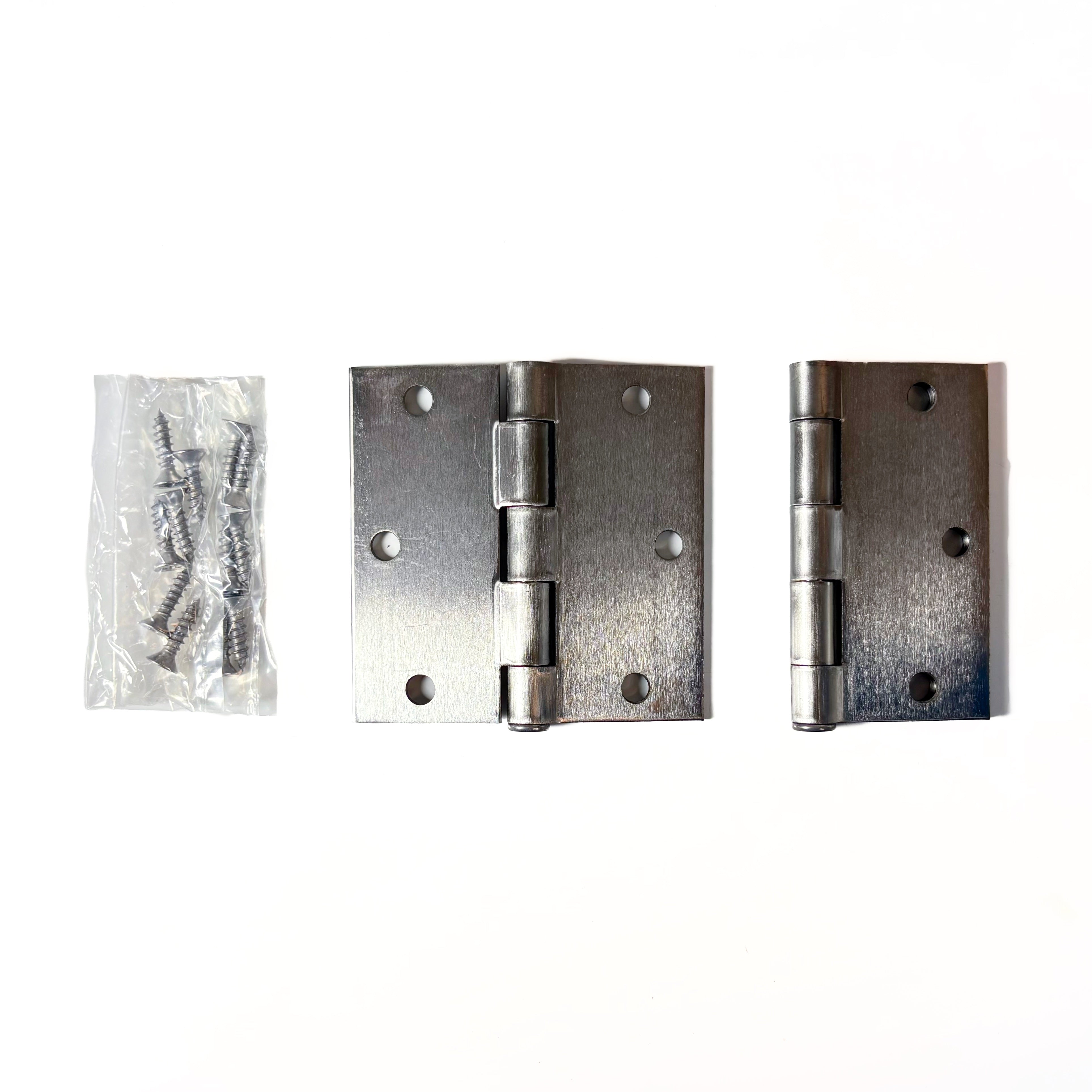 Door Hinges 3-1/2 Inch Square Corner Satin Chrome 2 Pack