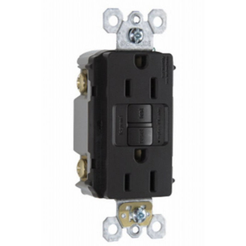 Legrand radiant 1597BKCCD12 GFCI Duplex Receptacle, 125 V, 15 A, NEMA: NEMA 5-15R, Black