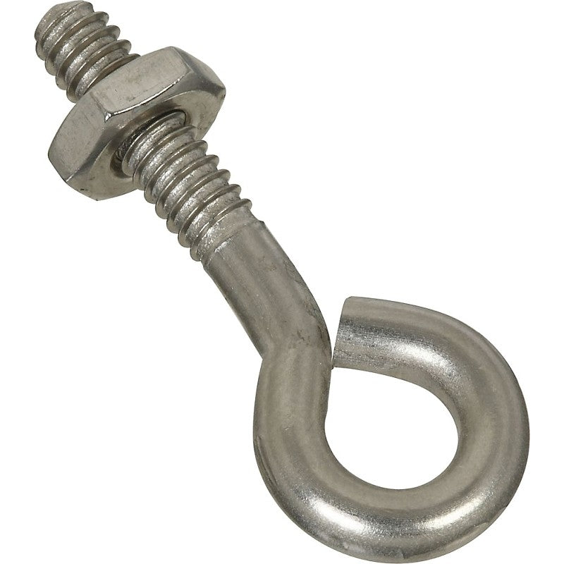 National Hardware N221-556 Eye Bolt, #10-24 Thread, 3/4 in L Thread, 0.28 in ID Dia Eye, 0.91 in L Shank (Pack of 10)
