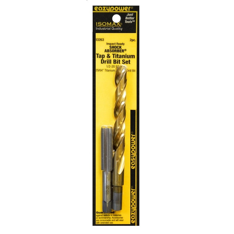 Eazypower 83263 Tap and Drill Set, 1/2-20 Thread, Titanium