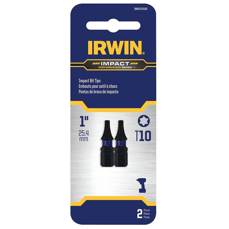 Irwin IWAF31TX102 Insert Bit, T10 Drive, Torx Drive, 1/4 in Shank, Hex Shank, 25 mm L, Steel