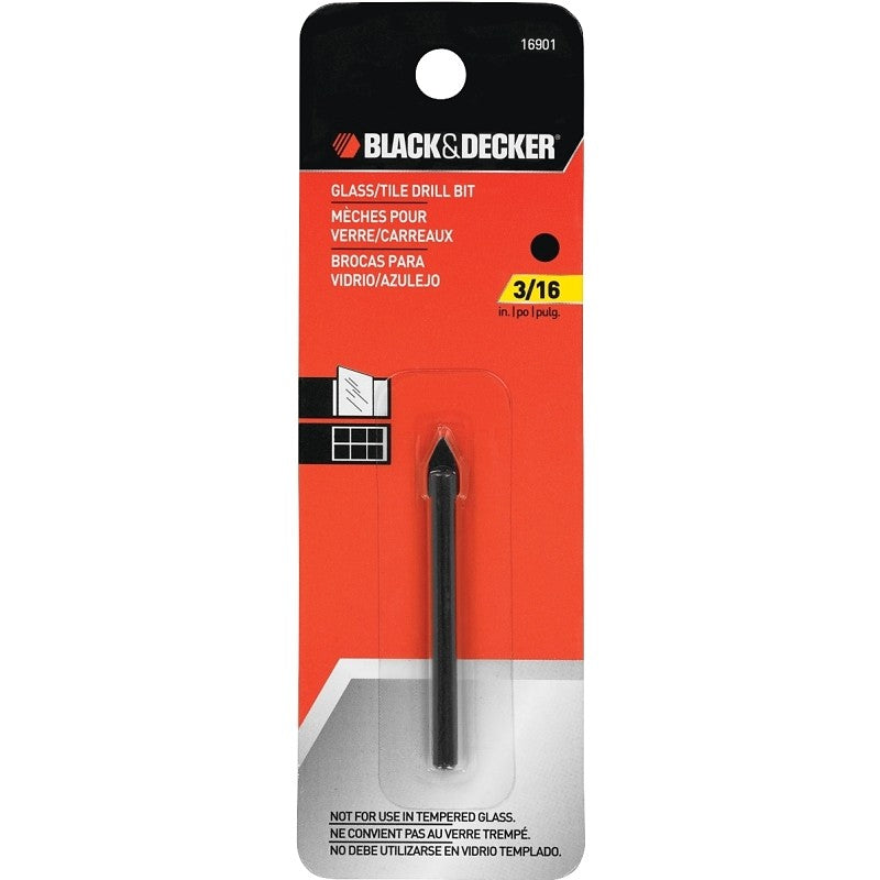 Black+Decker 16901 Drill Bit, 3/16 in Dia, 2-1/4 in OAL, 3/16 in Dia Shank