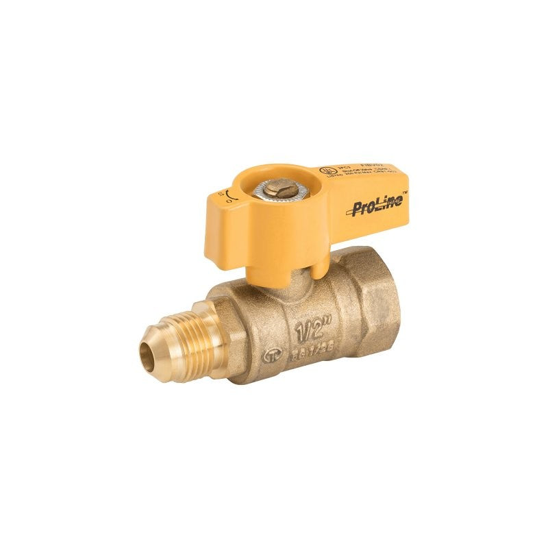 ProLine Series 114-623HN 2-Piece Gas Valve, 1/2 in Connection, Flare x FIP, 175 psi Pressure, Lever Actuator, Brass Body