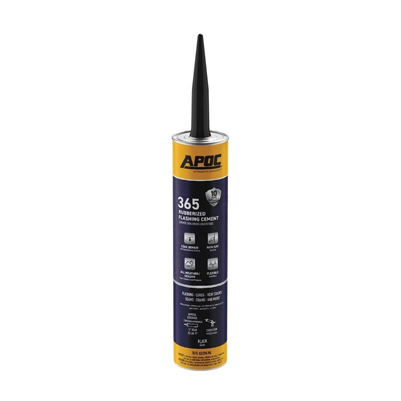 APOC AP-365 Series AP-3659 Rubberized Flashing Cement, Black, Liquid, 10 oz, Tube (Pack of 12)