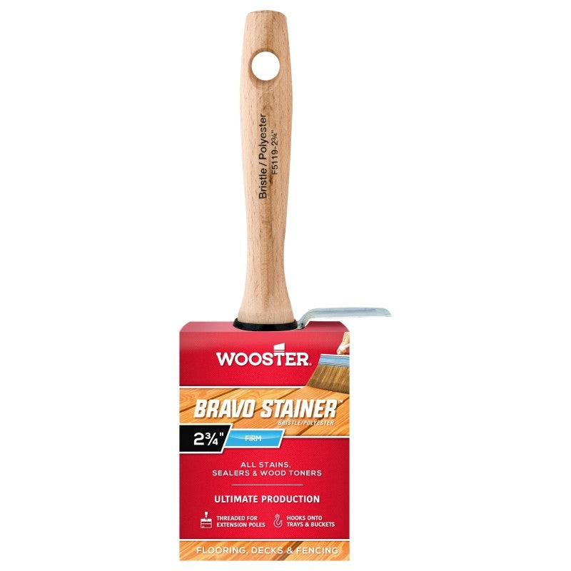 Wooster F5119-2 3/4 Paint Brush, White, Hardwood Handle, 2-3/4 in W, Stain Brush