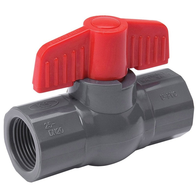B & K 107-103 Ball Valve, Gray, 1/2 in Connection, FPT x FPT, 150 psi Pressure, PVC Body