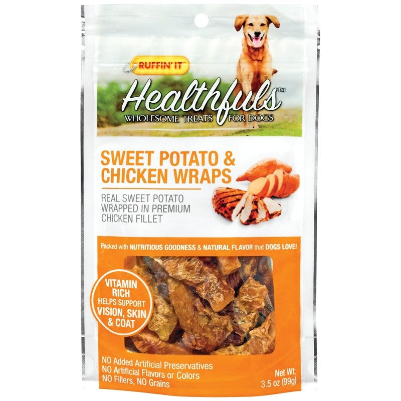 Ruffin'It 08316 Wholesome Dog Treat, 3.5 oz, Ingredients: Sweet Potato Wrapped in Premium Chicken Fillet