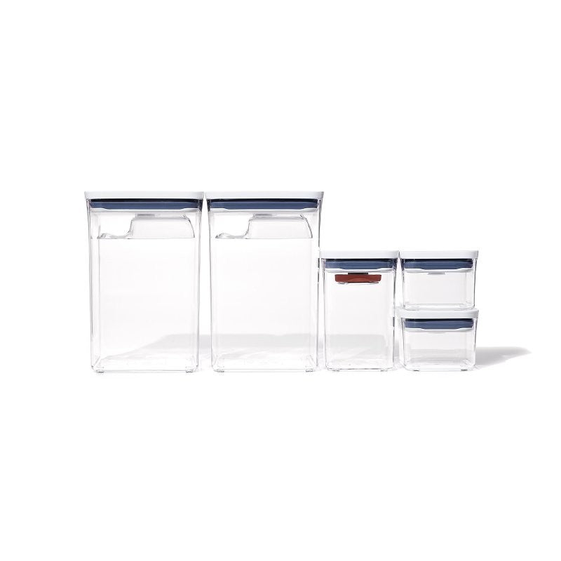 Good Grips POP Series 11236500 Food Storage Container Set, Plastic, Clear/White