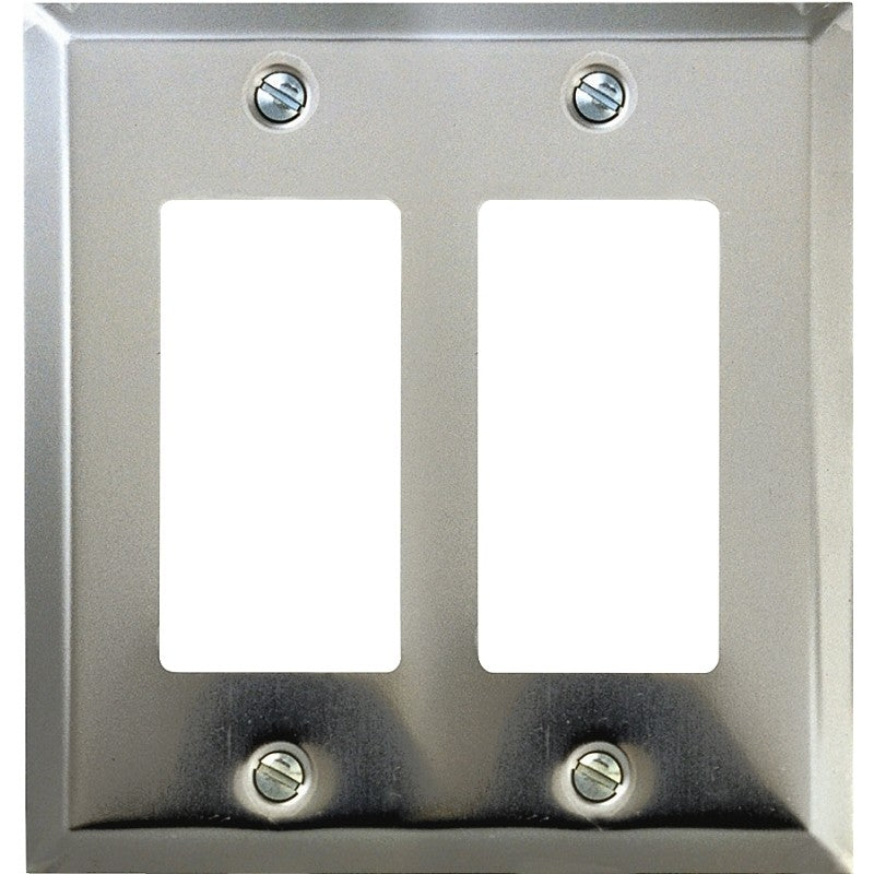 Amerelle 161RR Wallplate, 4-15/16 in L, 4-9/16 in W, 2-Gang, Steel, Polished Chrome