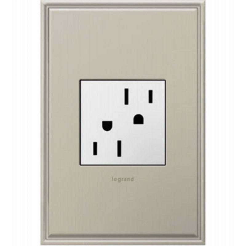 Legrand adorne ARTR152W4 2-Module Outlet, 3 -Pole, 15 A, 125 V, Back Wiring, NEMA: 5-15R, White