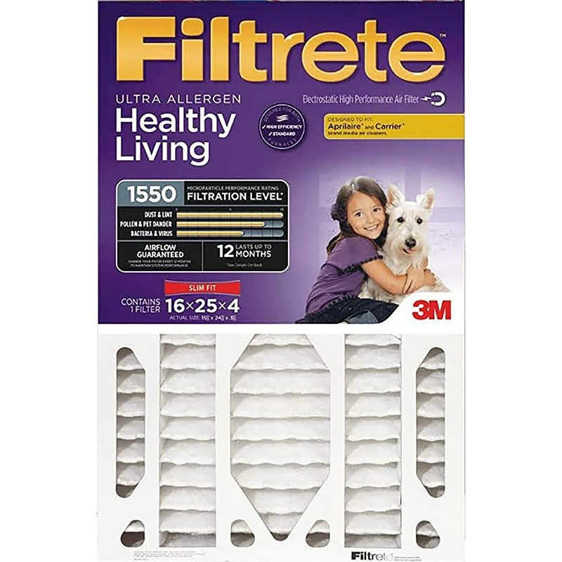 Filtrete NDP03-4S-4 Air Filter, Electrostatic, 4 in Thick, 25 in L, 20 in W, 12 MERV, 1550 MPR, 1/PK (Pack of 4)