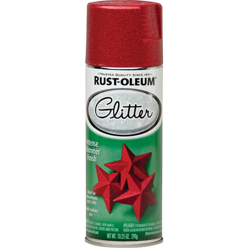 Rust-Oleum 268045 Glitter Spray Paint, Shimmer, Red, 10.25 oz, Can