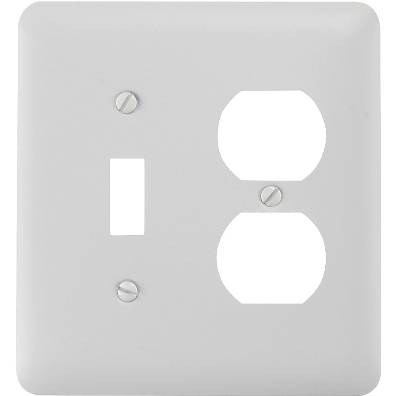 Amerelle 935TDW Wallplate, 5 in L, 4-5/8 in W, 2-Gang, Steel, For: Duplex Receptacle, Toggle Switch