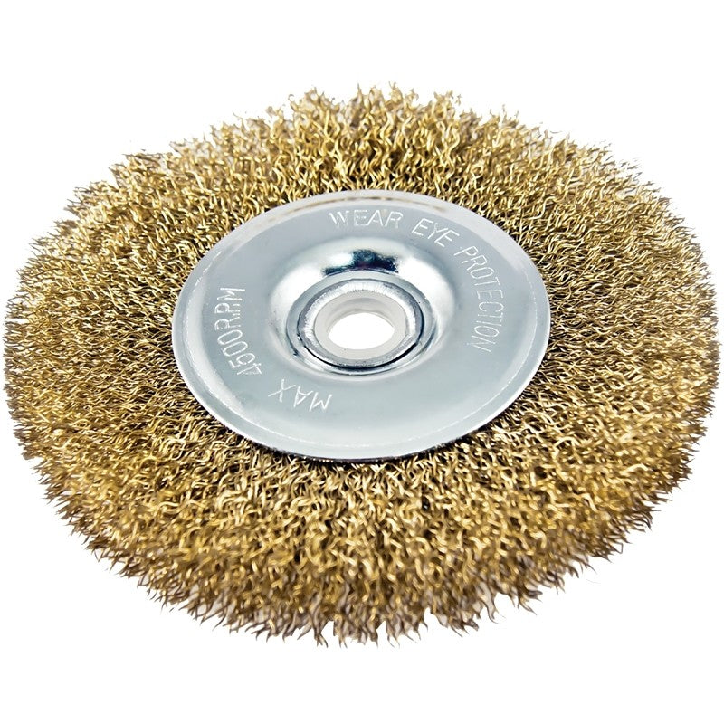 Vulcan 322631OR Wire Wheel Brush with Hole, 4 in Dia, 5/8 in Arbor Hole, 1/2 in Adapter Ring Arbor/Shank